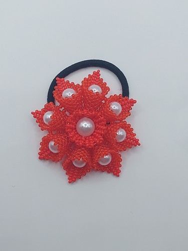 Haargummi mit blume rot - mit, in